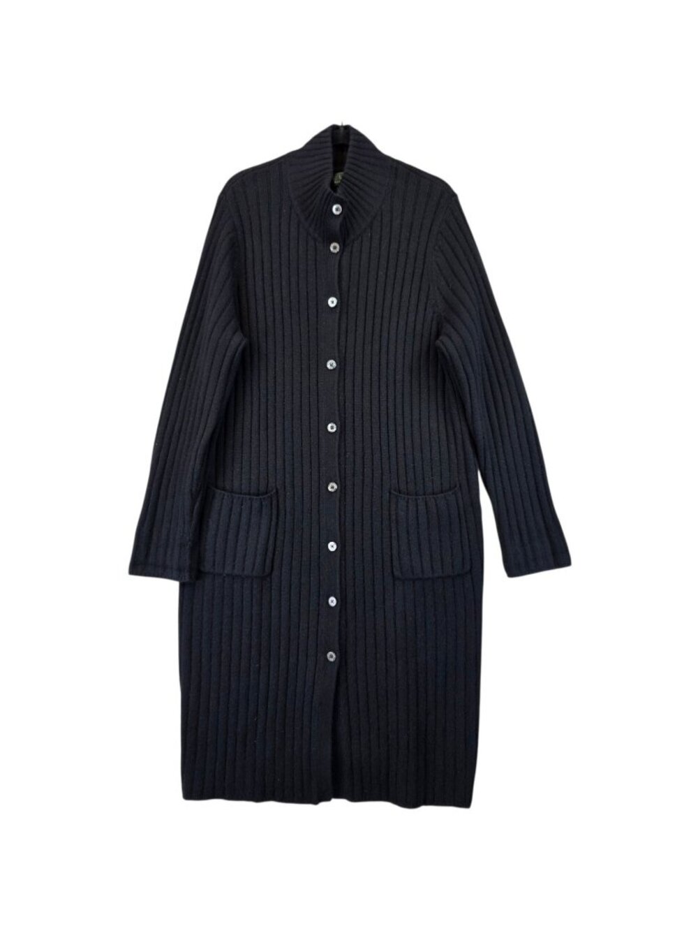 Lauren Ralph Lauren Cardigan Womens Plus 1X Black Longline Wool Cashmere VTG